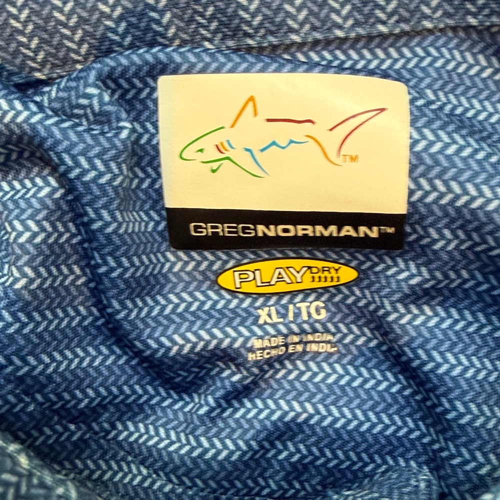 Greg Norman Shark Men's Blue Striped Polo Golf Shirt - Picture 2 of 3